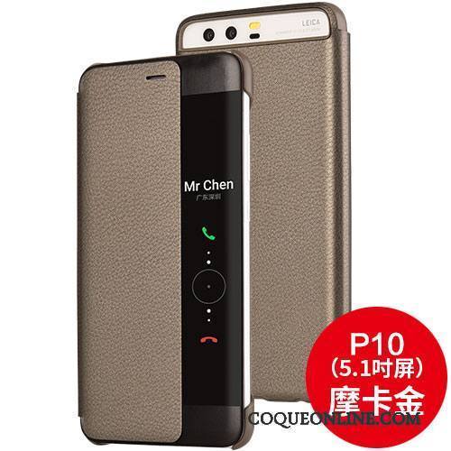 Huawei P10 Étui En Cuir Incassable Protection Or Clamshell Coque De Téléphone