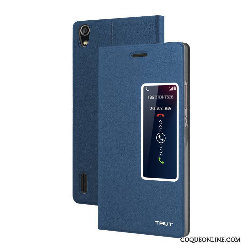 Huawei P10 Étui Tout Compris Clamshell Bleu Coque De Téléphone Incassable Étui En Cuir
