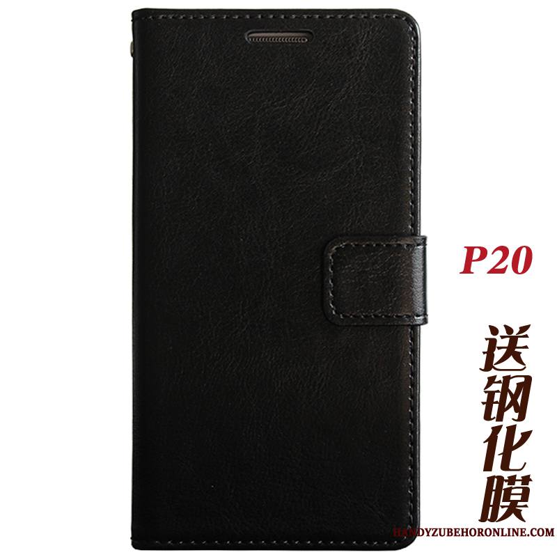 Huawei P20 Coque Tempérer Portefeuille Étui En Cuir Incassable Tout Compris Membrane Housse