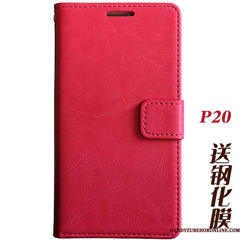 Huawei P20 Coque Tempérer Portefeuille Étui En Cuir Incassable Tout Compris Membrane Housse