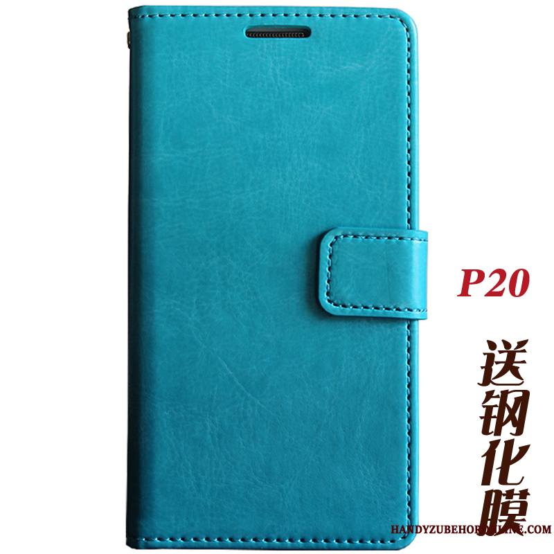 Huawei P20 Coque Tempérer Portefeuille Étui En Cuir Incassable Tout Compris Membrane Housse