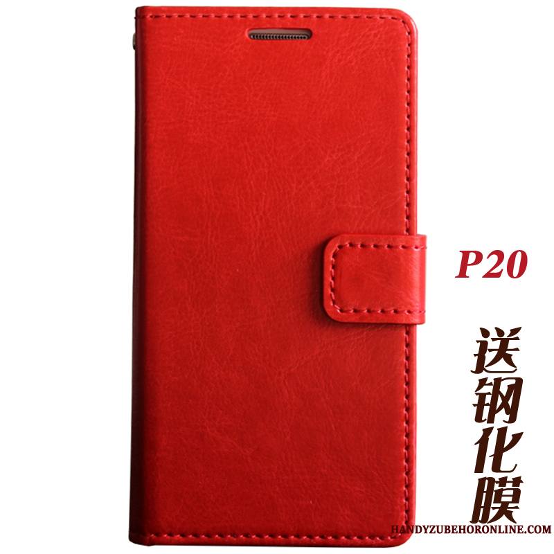 Huawei P20 Coque Tempérer Portefeuille Étui En Cuir Incassable Tout Compris Membrane Housse