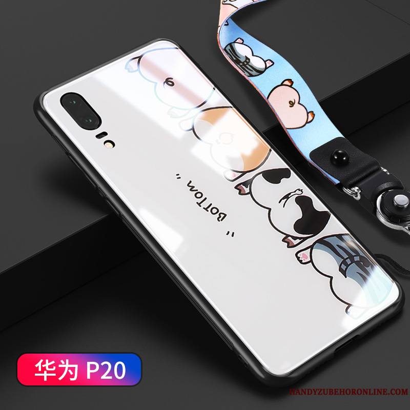 Huawei P20 Coque Très Mince Blanc Charmant Incassable Tout Compris Verre Silicone