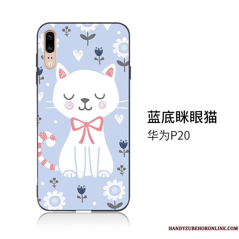 Huawei P20 Dessin Animé Bleu Étui Coque Tendance Ornements Suspendus Protection