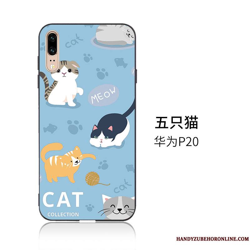 Huawei P20 Dessin Animé Bleu Étui Coque Tendance Ornements Suspendus Protection