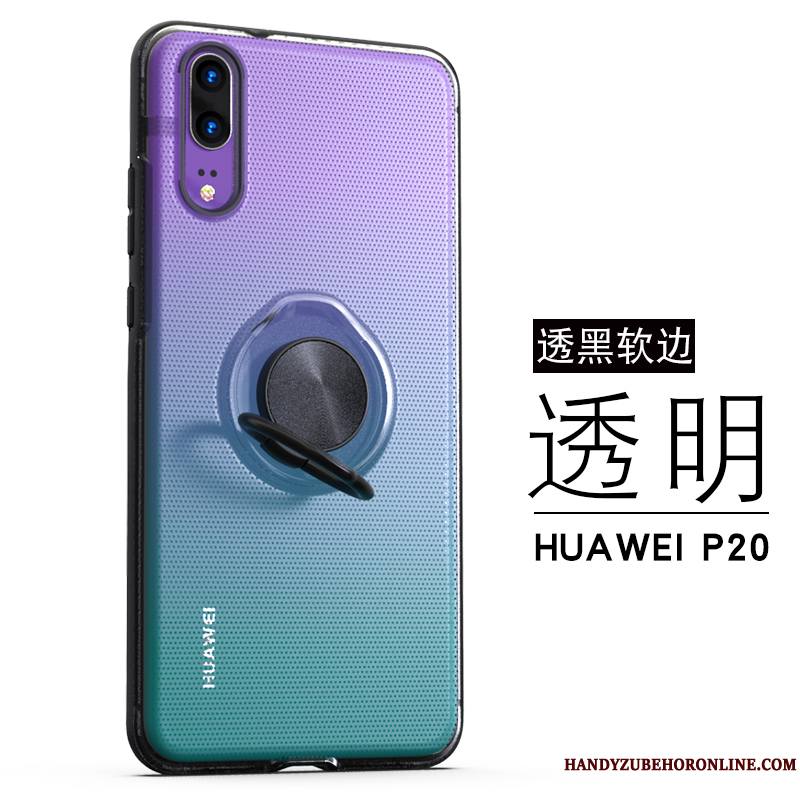 Huawei P20 Fluide Doux Coque Blanc Tendance Créatif Incassable Anneau