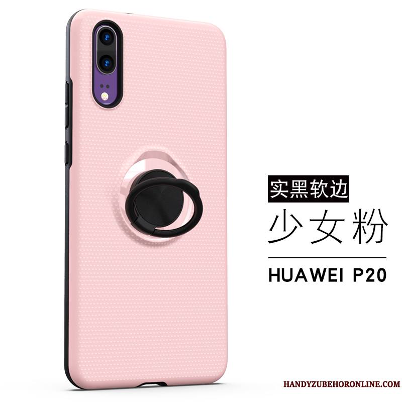 Huawei P20 Fluide Doux Coque Blanc Tendance Créatif Incassable Anneau