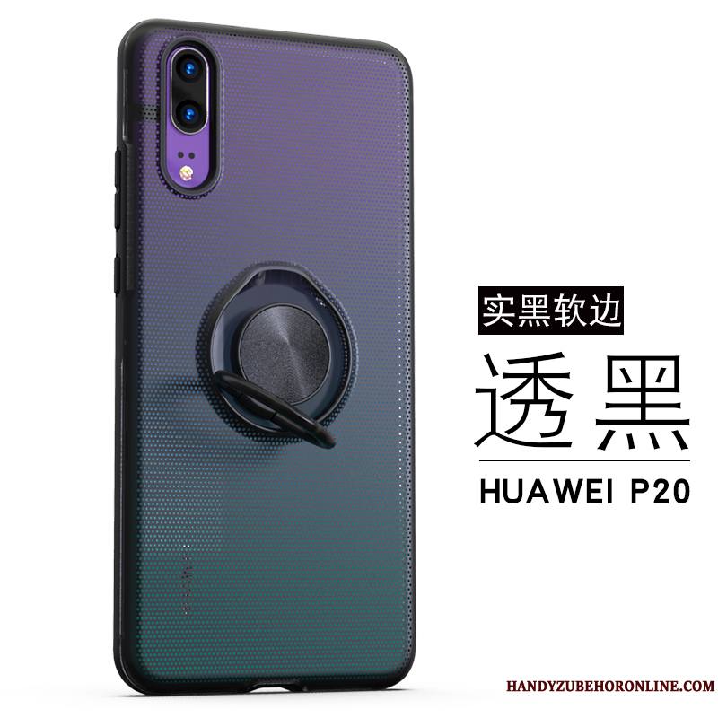 Huawei P20 Fluide Doux Coque Blanc Tendance Créatif Incassable Anneau