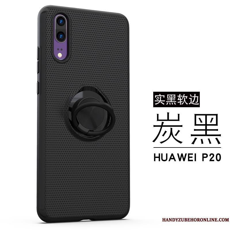 Huawei P20 Fluide Doux Coque Blanc Tendance Créatif Incassable Anneau