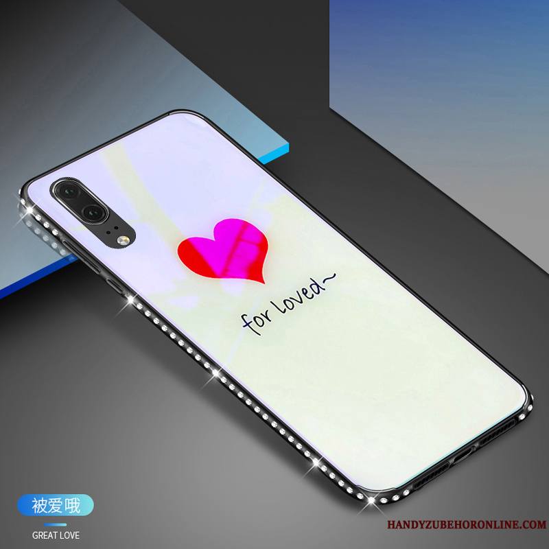 Huawei P20 Incassable Blanc Protection Coque De Téléphone Border Tendance Étui