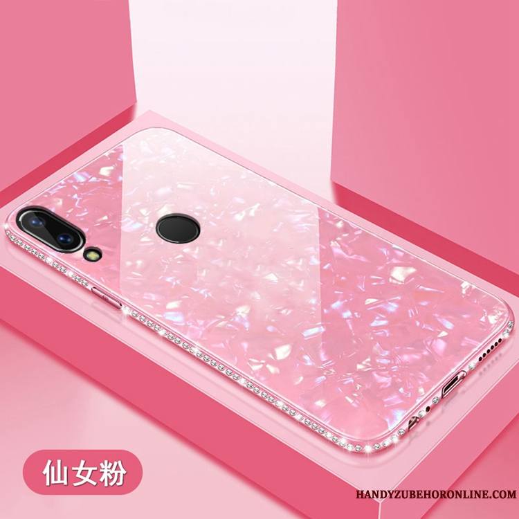 Huawei P20 Lite Coque De Téléphone Incassable Rose Fluide Doux Strass