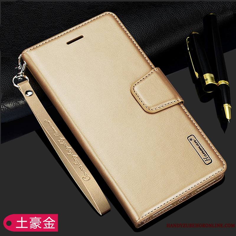 Huawei P20 Lite Coque De Téléphone Étui En Cuir Fluide Doux Incassable Tout Compris Protection Or