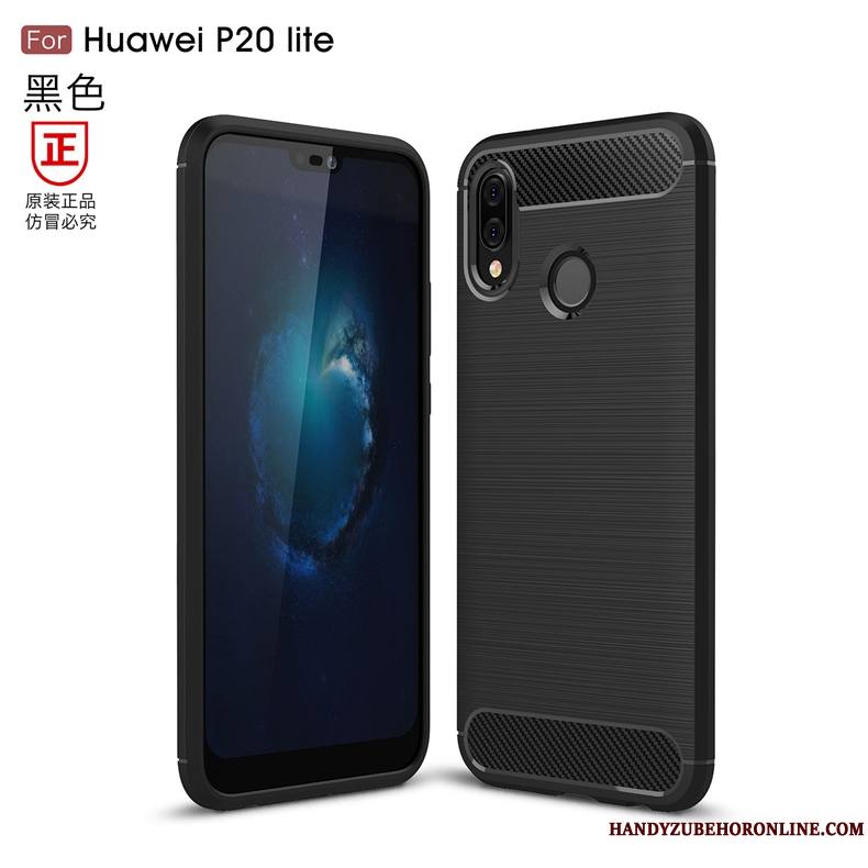 Huawei P20 Lite Coque Silicone Rouge Fluide Doux Étui Fibre Soie Incassable