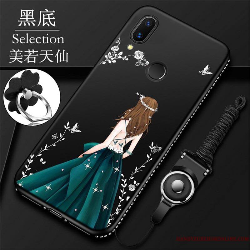 Huawei P20 Lite Fluide Doux Strass Étui Vert Coque De Téléphone Tendance