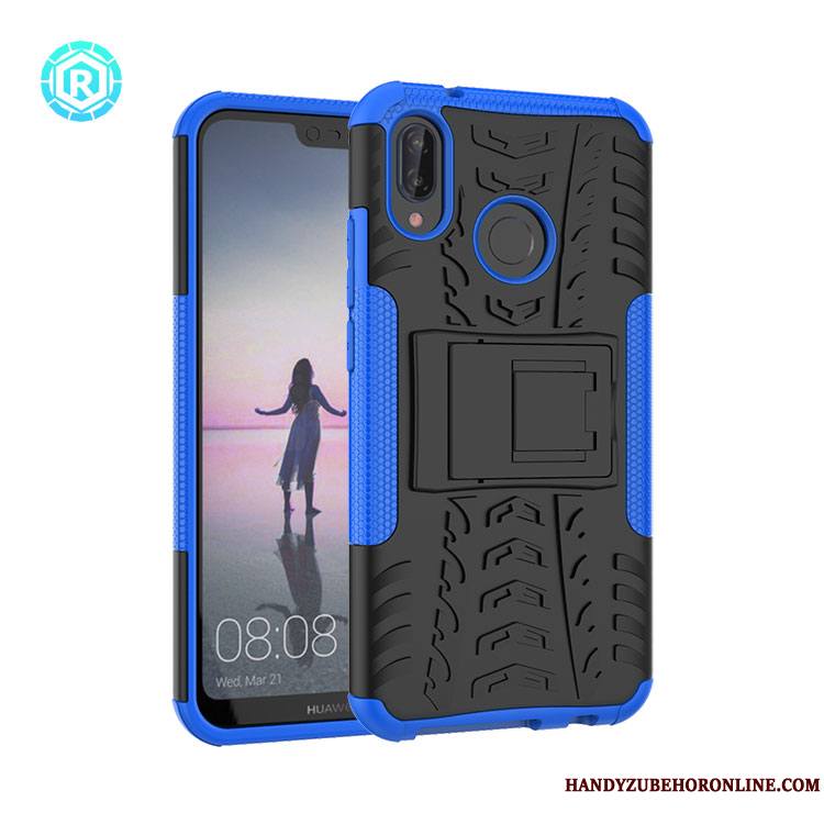 Huawei P20 Lite Incassable Rouge Protection Coque De Téléphone Trois Défenses Support Armure