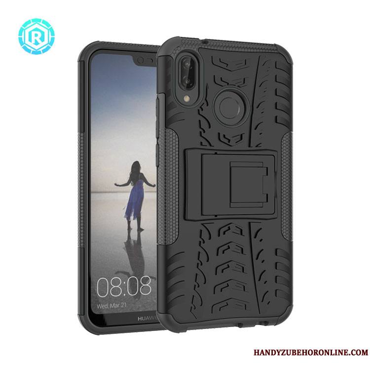 Huawei P20 Lite Incassable Rouge Protection Coque De Téléphone Trois Défenses Support Armure