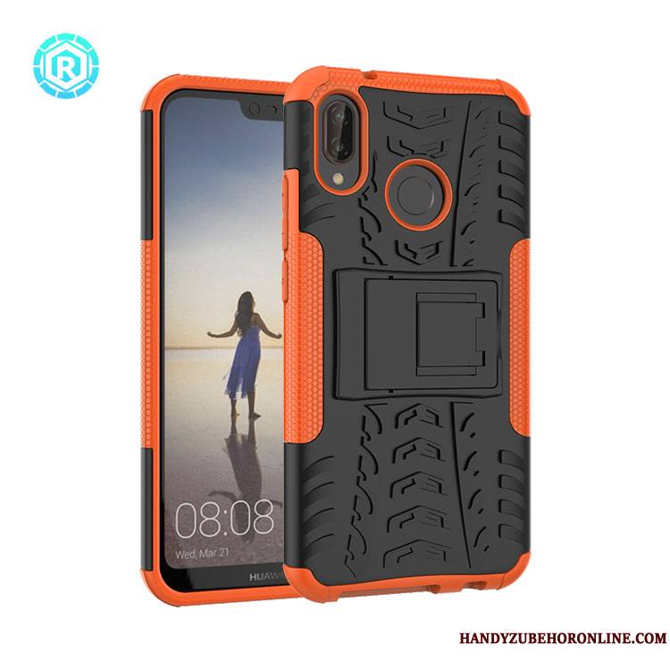 Huawei P20 Lite Incassable Rouge Protection Coque De Téléphone Trois Défenses Support Armure