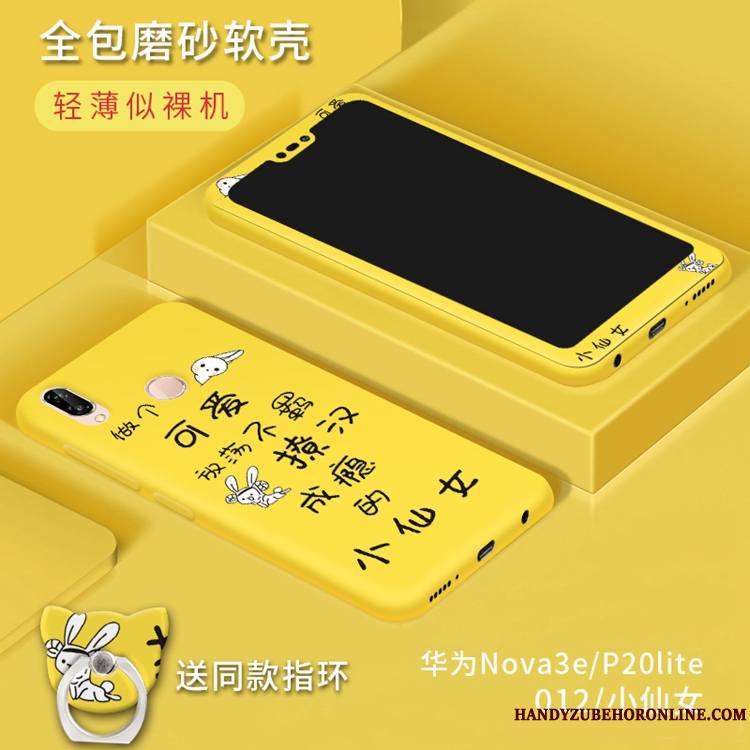 Huawei P20 Lite Membrane Coque De Téléphone Protection Silicone Jaune Étui Tempérer