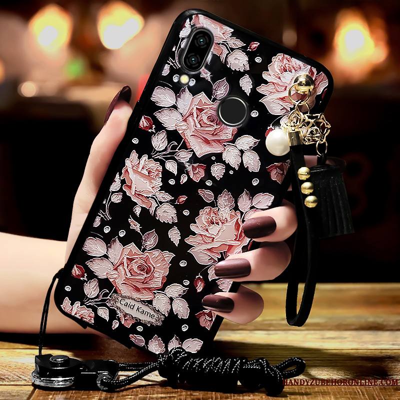 Huawei P20 Lite Noir Coque De Téléphone Fluide Doux Étui Ornements Suspendus