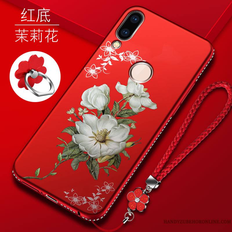 Huawei P20 Lite Protection Net Rouge Noir Coque Marque De Tendance Personnalité Incassable