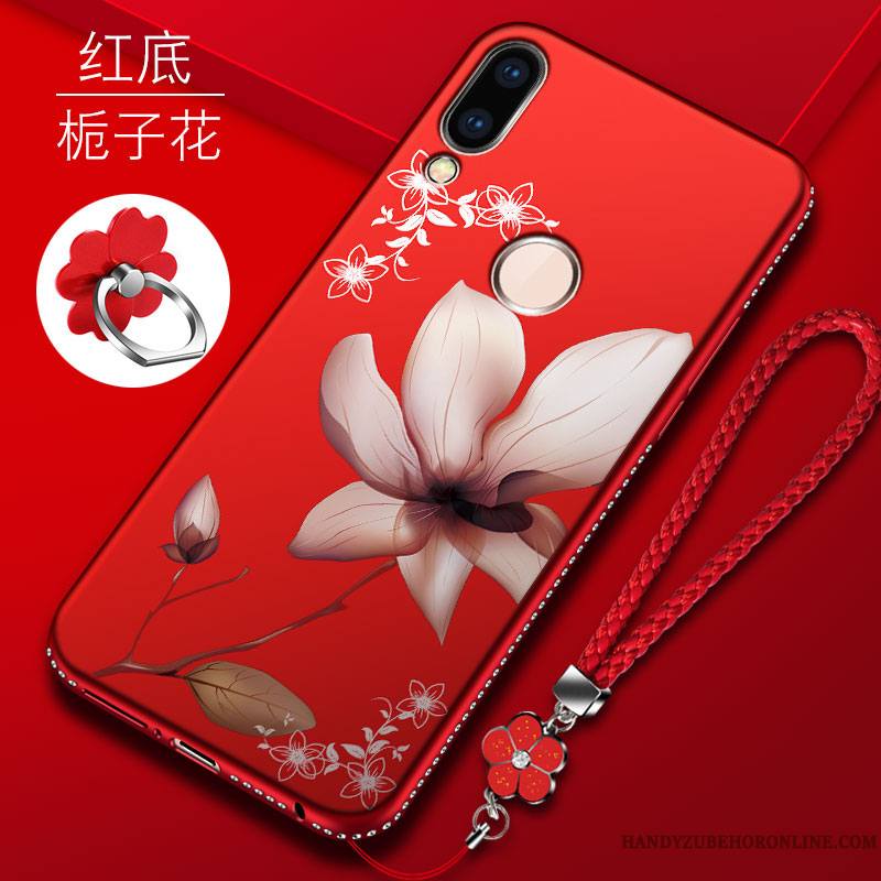 Huawei P20 Lite Protection Net Rouge Noir Coque Marque De Tendance Personnalité Incassable