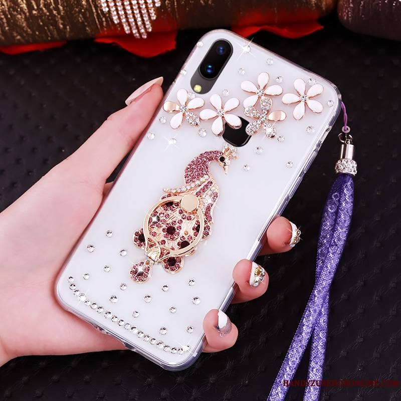 Huawei P20 Lite Strass Étui Jeunesse Fluide Doux Coque De Téléphone Violet Protection