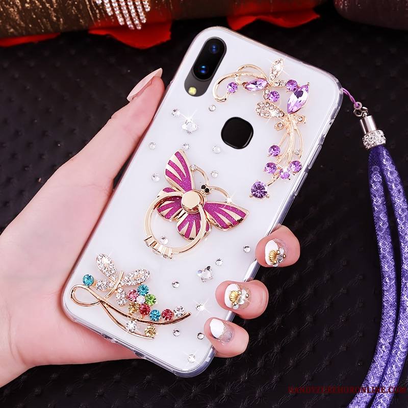 Huawei P20 Lite Strass Étui Jeunesse Fluide Doux Coque De Téléphone Violet Protection