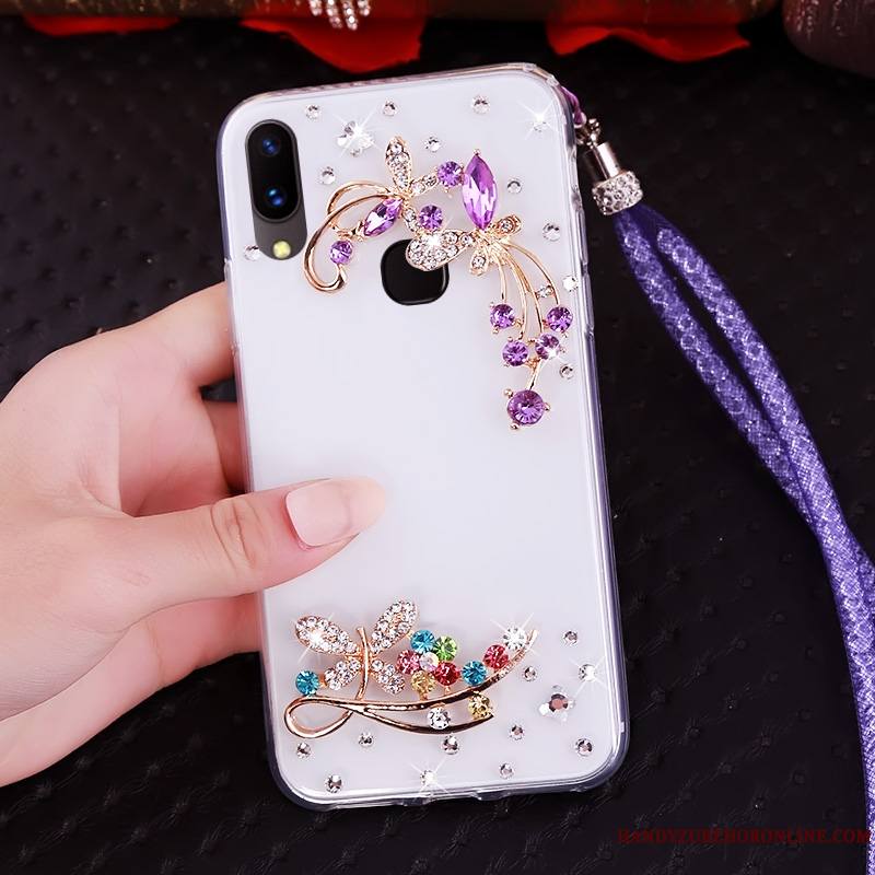 Huawei P20 Lite Strass Étui Jeunesse Fluide Doux Coque De Téléphone Violet Protection