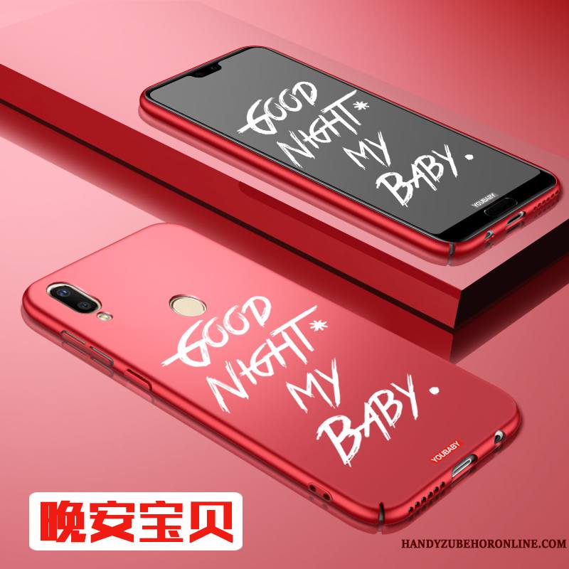Huawei P20 Lite Tendance Coque De Téléphone Rouge Difficile Délavé En Daim Étui Nouveau