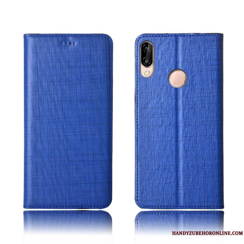 Huawei P20 Lite Étui En Cuir Cuir Véritable Coque Protection Silicone De Téléphone Rouge