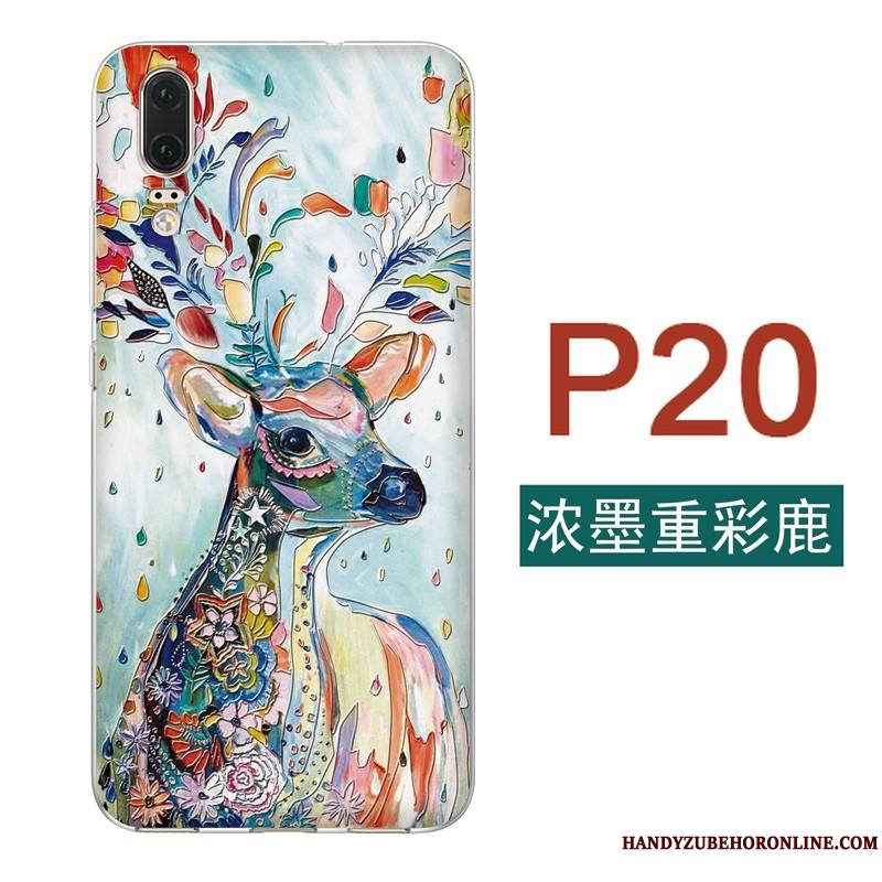 Huawei P20 Peinte À La Main Coque Légère Créatif De Téléphone Étui Fluide Doux