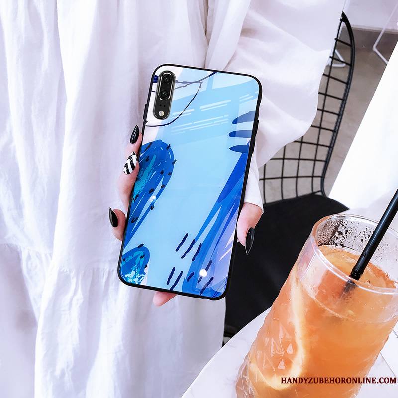 Huawei P20 Personnalité Tendance Bleu Créatif Coque De Téléphone Silicone Étui