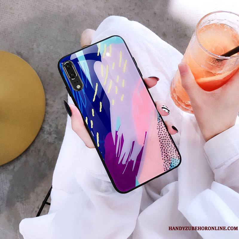 Huawei P20 Personnalité Tendance Bleu Créatif Coque De Téléphone Silicone Étui