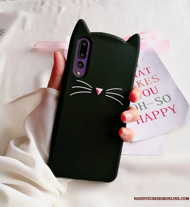 Huawei P20 Pro Charmant Coque De Téléphone Noir Dessin Animé Protection Étui Fluide Doux