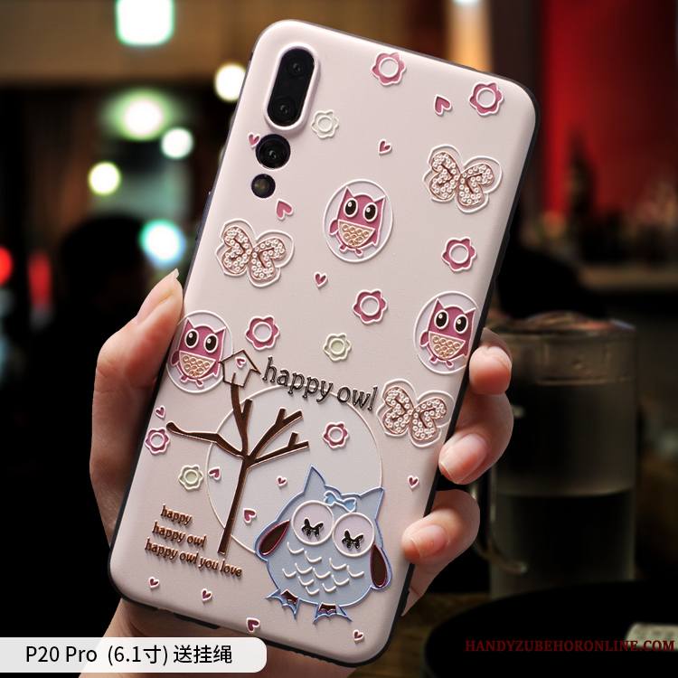 Huawei P20 Pro Coque Dessin Animé Vent Délavé En Daim Protection Silicone Étui Créatif