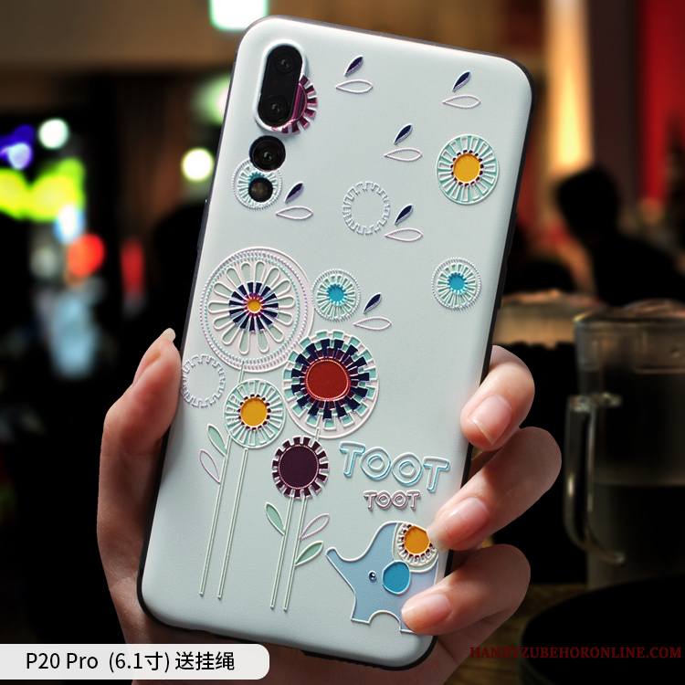 Huawei P20 Pro Coque Dessin Animé Vent Délavé En Daim Protection Silicone Étui Créatif