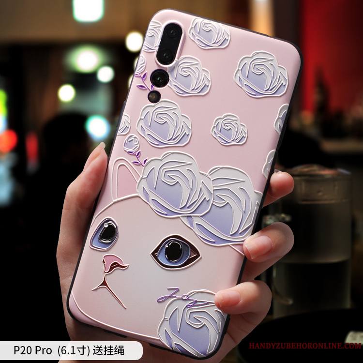 Huawei P20 Pro Coque Dessin Animé Vent Délavé En Daim Protection Silicone Étui Créatif