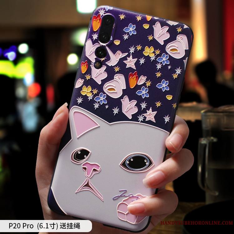 Huawei P20 Pro Coque Dessin Animé Vent Délavé En Daim Protection Silicone Étui Créatif