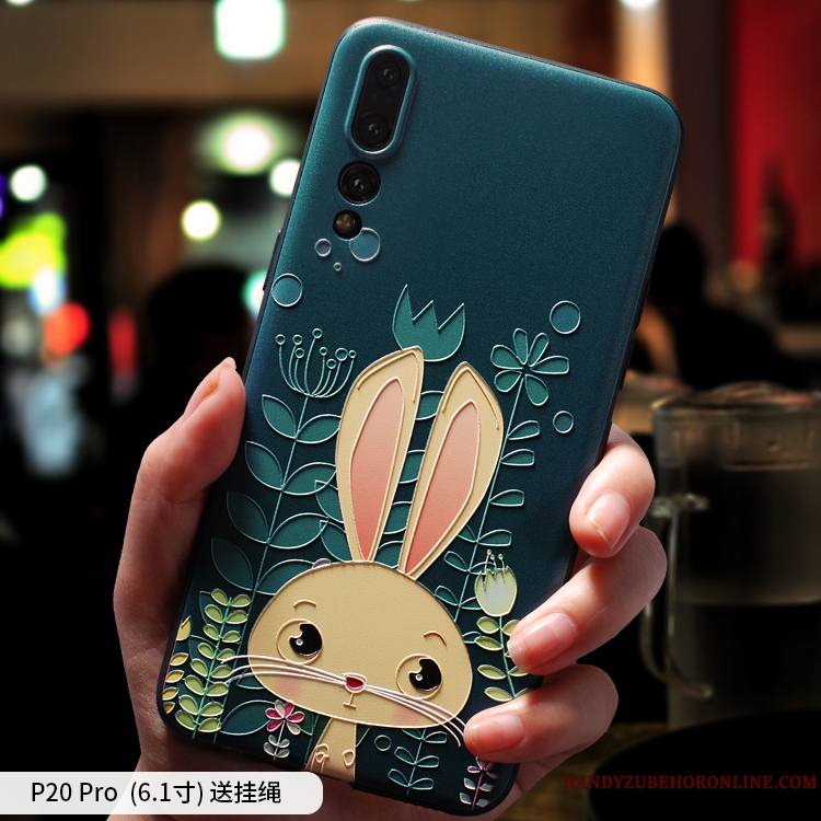 Huawei P20 Pro Coque Dessin Animé Vent Délavé En Daim Protection Silicone Étui Créatif