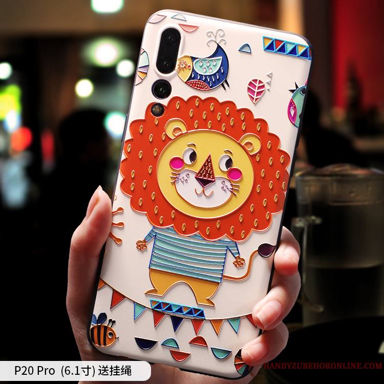 Huawei P20 Pro Coque Dessin Animé Vent Délavé En Daim Protection Silicone Étui Créatif