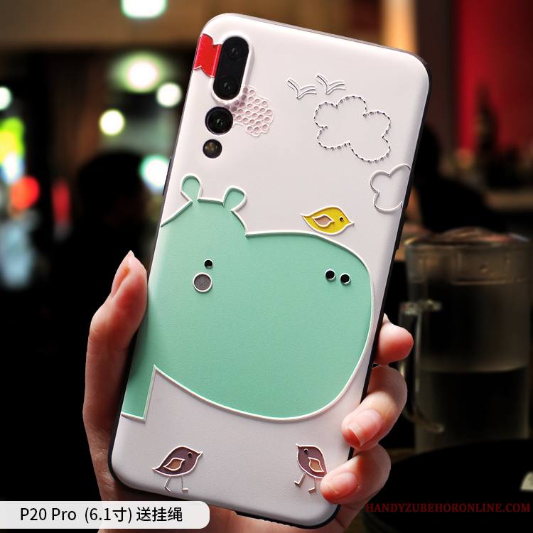 Huawei P20 Pro Coque Dessin Animé Vent Délavé En Daim Protection Silicone Étui Créatif