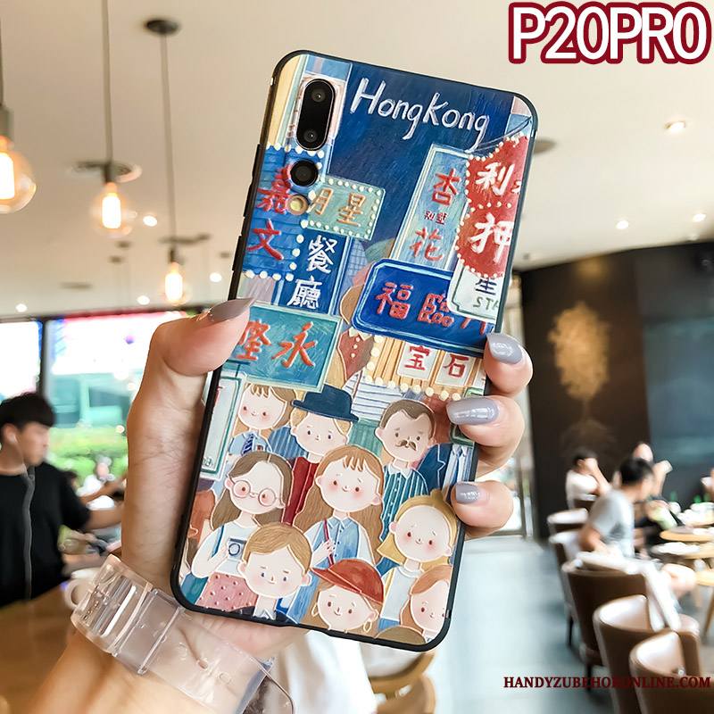 Huawei P20 Pro Coque Marque De Tendance Gaufrage Personnalité Ornements Suspendus Vert Simple Créatif