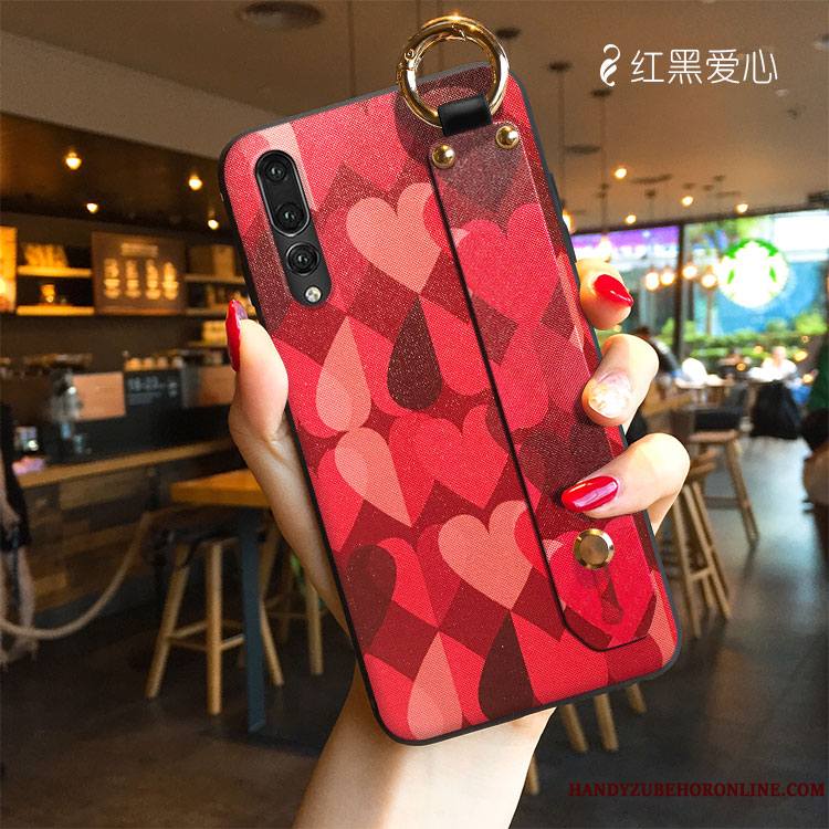 Huawei P20 Pro Coque Tendance Tissu Rouge Personnalité Modèle Fleurie Dessin Animé Silicone