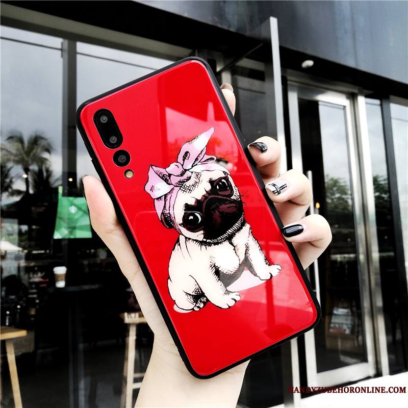 Huawei P20 Pro Dessin Animé Étui Nouveau Protection Rouge Coque De Téléphone Verre