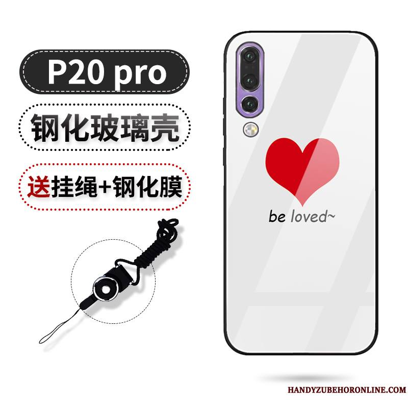 Huawei P20 Pro Incassable Amour Noir Net Rouge Tout Compris Coque De Téléphone Marque De Tendance