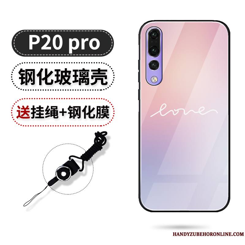 Huawei P20 Pro Incassable Amour Noir Net Rouge Tout Compris Coque De Téléphone Marque De Tendance