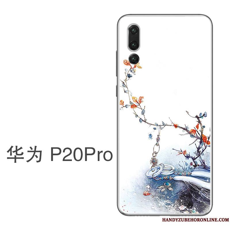 Huawei P20 Pro Ornements Suspendus Étui Coque De Téléphone Art Blanc Protection Silicone
