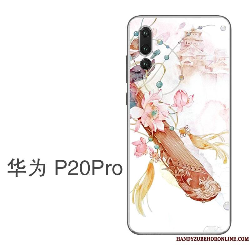 Huawei P20 Pro Ornements Suspendus Étui Coque De Téléphone Art Blanc Protection Silicone