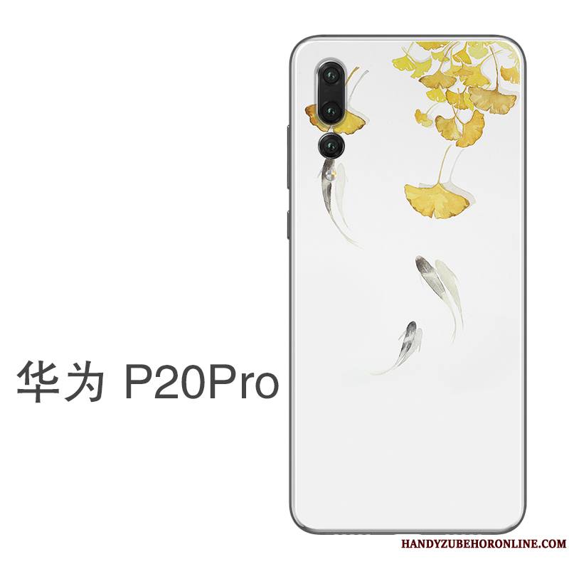 Huawei P20 Pro Ornements Suspendus Étui Coque De Téléphone Art Blanc Protection Silicone
