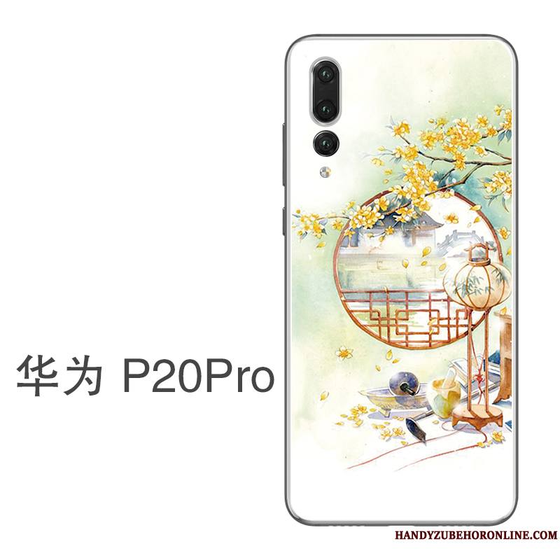 Huawei P20 Pro Ornements Suspendus Étui Coque De Téléphone Art Blanc Protection Silicone